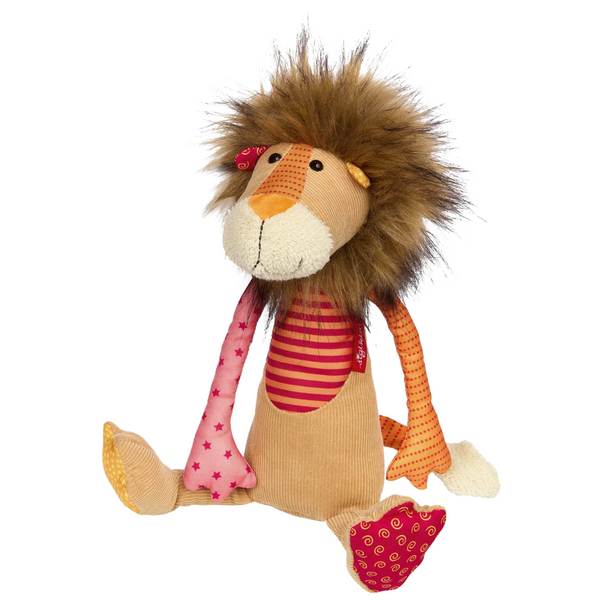 colorful patch work cuddly lion stuffie
