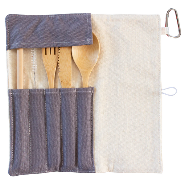 Reusable Bamboo Utensils in Red Pouch