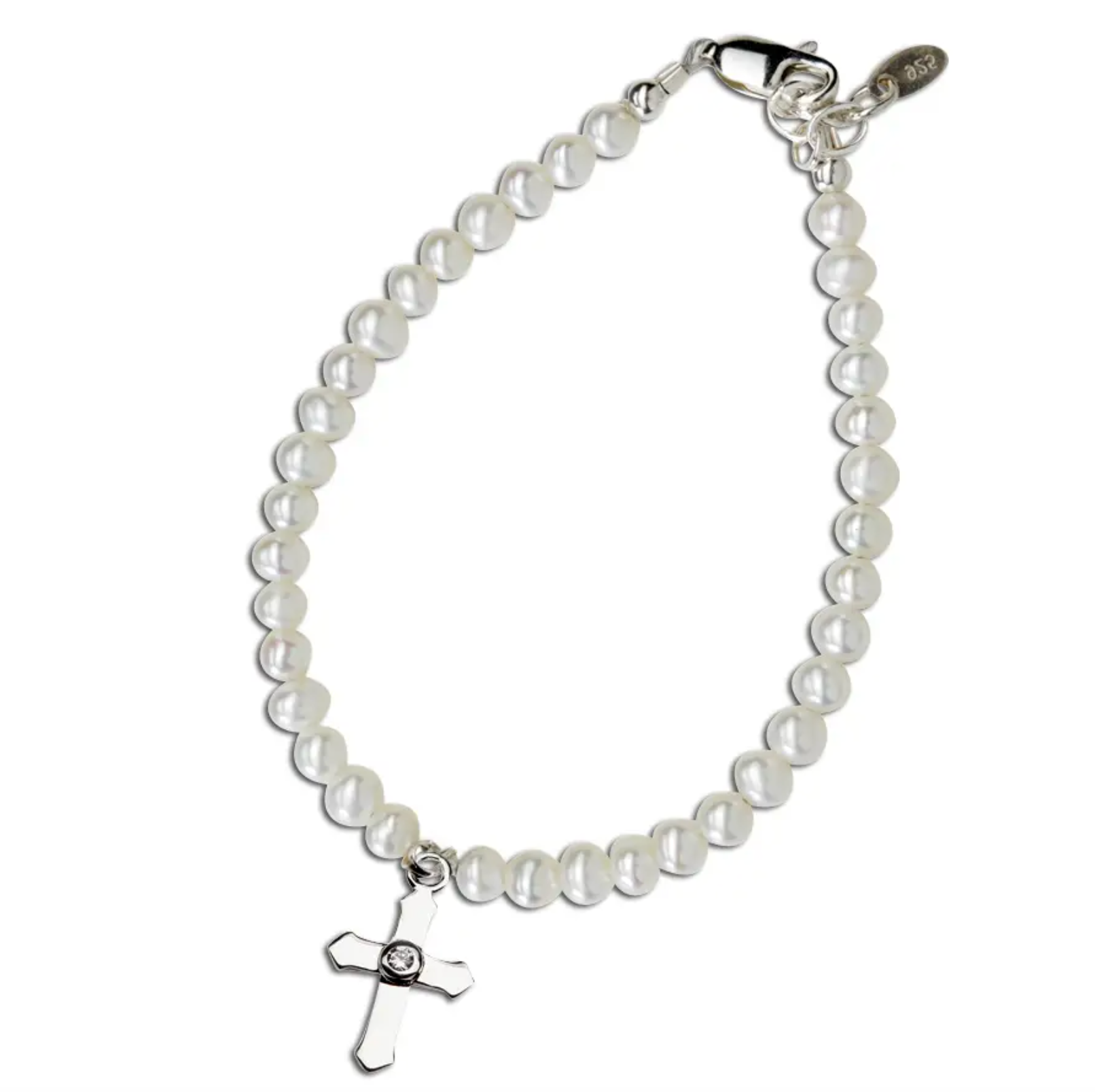 Girls Pearl and Sterling Silver First Communion Bracelet