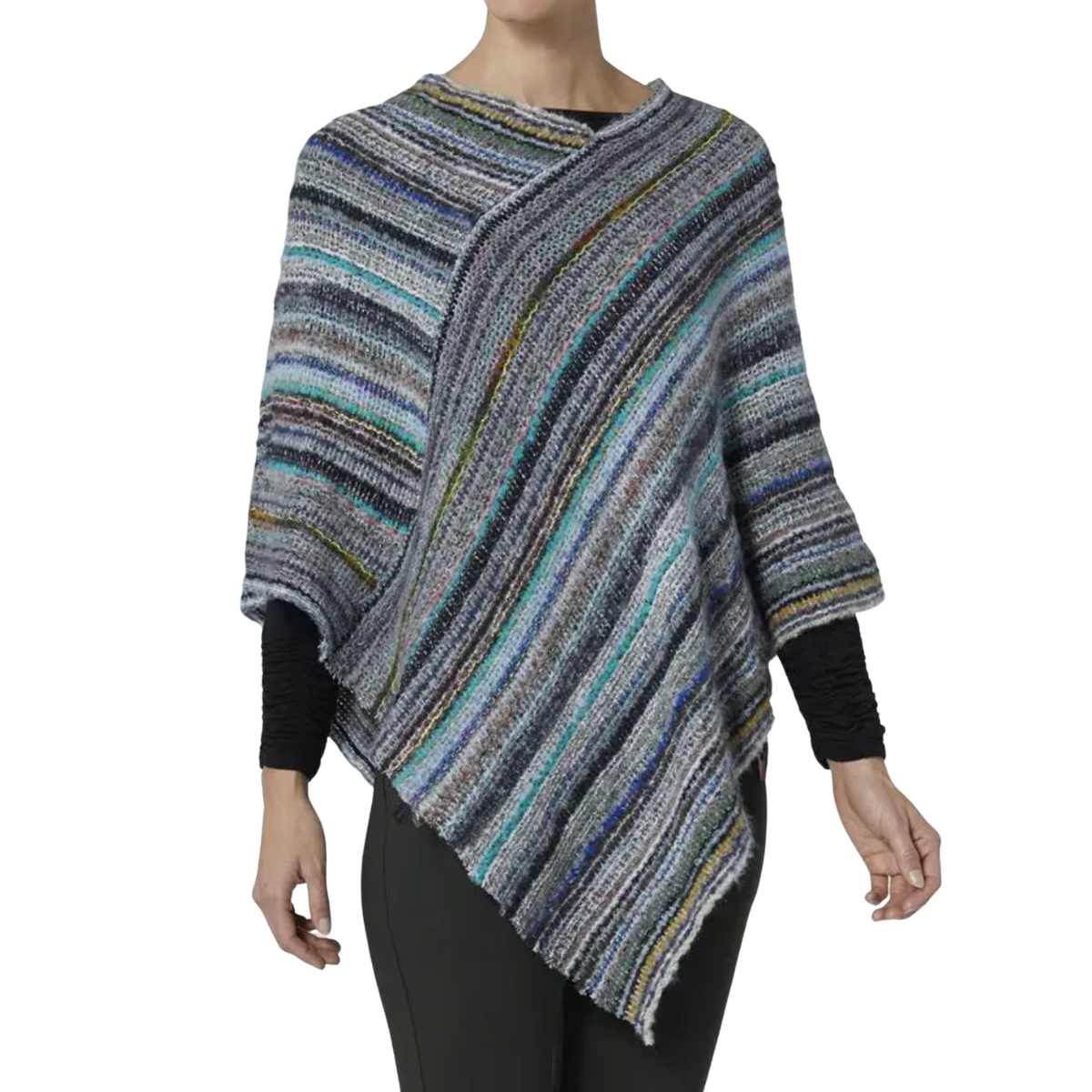 Teal Ombre Stripe Poncho
