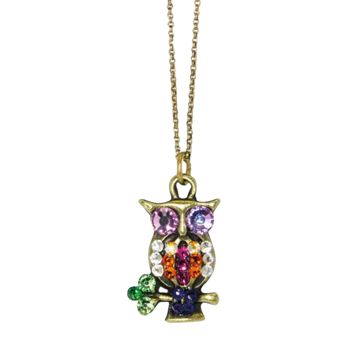 multicolor Crystal Owl Necklace