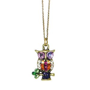 multicolor Crystal Owl Necklace