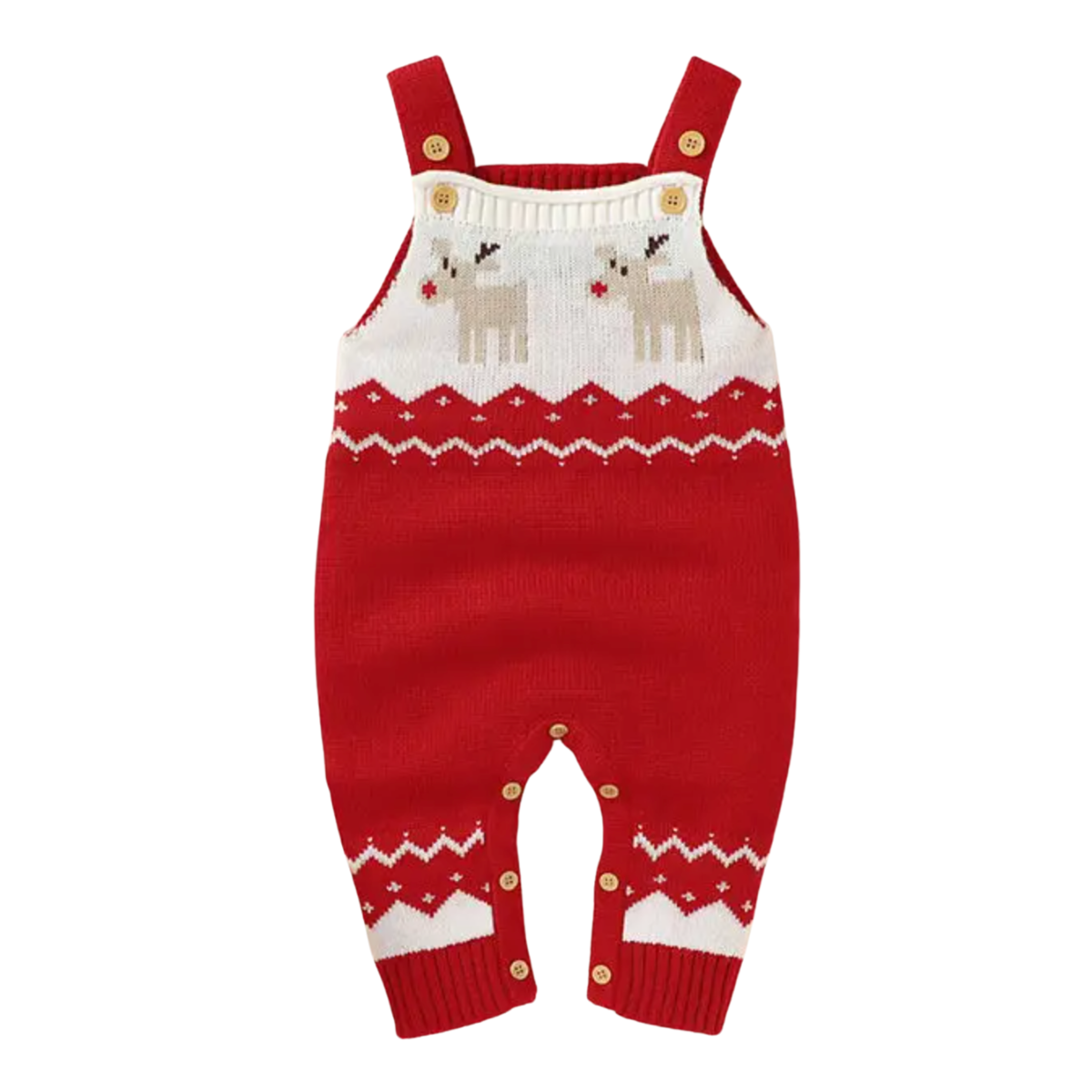 Christmas Reindeer Baby Red Knit Jumpsuit